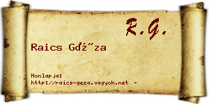 Raics Géza névjegykártya